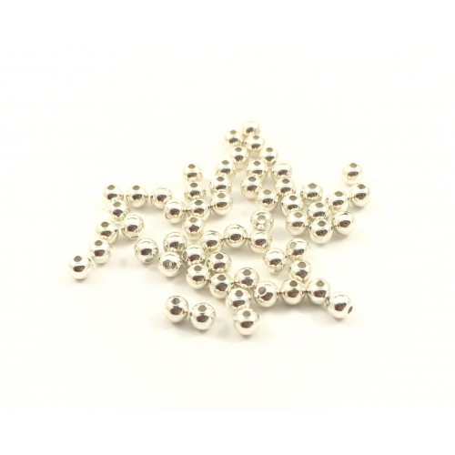 ROUND METAL BEAD 3MM SILVER PLATED (BAG OF 100)